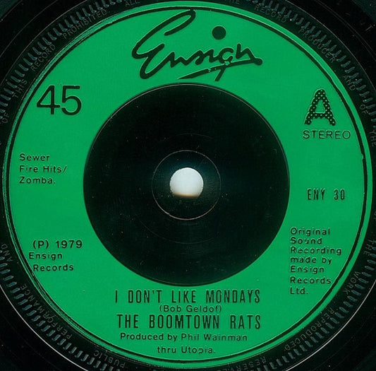 Boomtown Rats - I Don't Like Mondays Vinyl Singles Vinyl Very Good (VG) <br> Hoes Generic