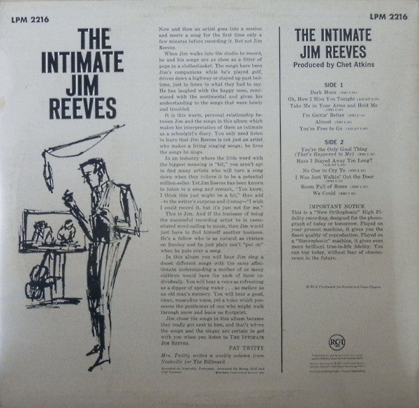 Jim Reeves - The Intimate Jim Reeves (LP) 50263 Vinyl LP VINYLSINGLES.NL
