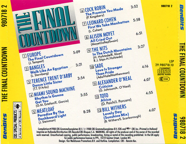 Various - The Final Countdown (CD) Compact Disc Goede Staat