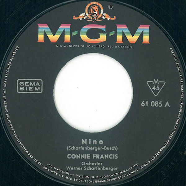 Connie Francis - Nino Vinyl Singles Vinyl Very Good (VG) <br> Hoes Generic