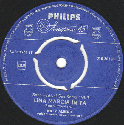 Willy Alberti - Una Marcia In Fa Vinyl Singles Vinyl Zeer Goed / Hoesje Generic "VINYLSINGLES.NL"