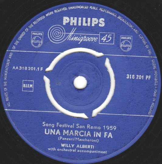 Willy Alberti - Una Marcia In Fa Vinyl Singles Vinyl (VG) <br> Hoes Generic