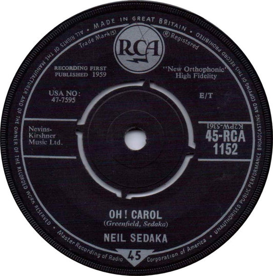 Neil Sedaka - Oh ! Carol Vinyl Singles Vinyl Goed / Hoes Generic