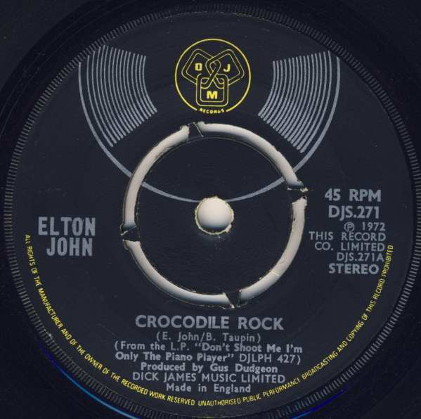 Elton John - Crocodile Rock Vinyl Singles Vinyl Very Good (VG) <br> Hoes Generic