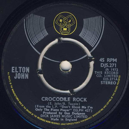 Elton John - Crocodile Rock Vinyl Singles Vinyl Very Good (VG) <br> Hoes Generic
