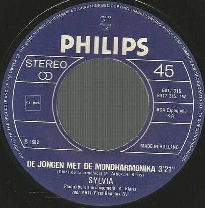 Sylvia - De Jongen Met De Mondharmonika 39219 Vinyl Singles Goede Staat