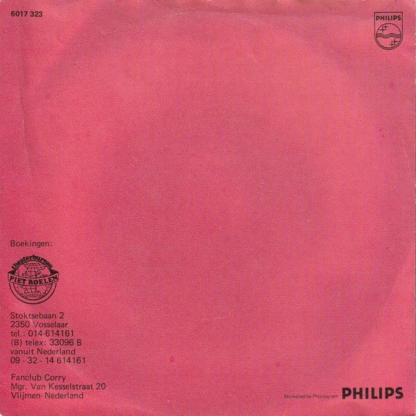 Corry Konings - De Zon Die Gaat Weer Schijnen Vinyl Singles Vinyl Very Good (VG) <br> Hoes Good Plus (G+)