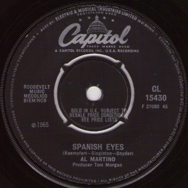 Al Martino - Spanish Eyes Vinyl Singles Vinyl Zeer Goed / Hoesje Generic "VINYLSINGLES.NL"