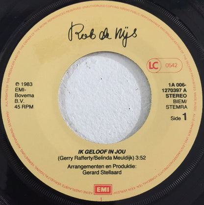 Rob de Nijs - Ik Geloof In Jou Vinyl Singles Vinyl Zeer Goed / Hoesje Generic "VINYLSINGLES.NL"