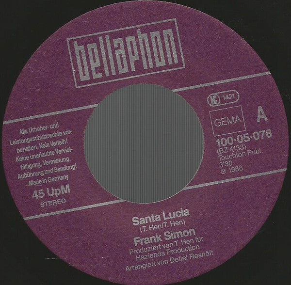 Frank Simon - Santa Lucia 33043 Vinyl Singles Goede Staat