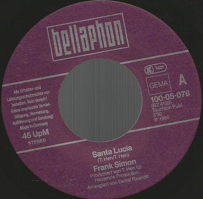 Frank Simon - Santa Lucia 33043 Vinyl Singles Goede Staat