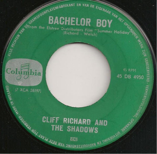 Cliff Richard & The Shadows - Bachelor Boy Vinyl Singles Vinyl Very Good (VG) <br> Hoes Generic