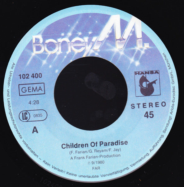 Boney M. - Children Of Paradise 39150 Vinyl Singles Goede Staat