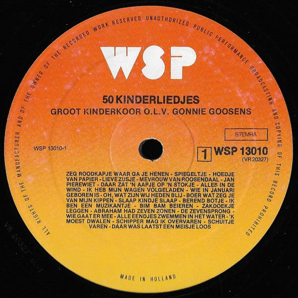 Kinderkoor De Zonnepitten - 50 Kinderliedjes (LP)
