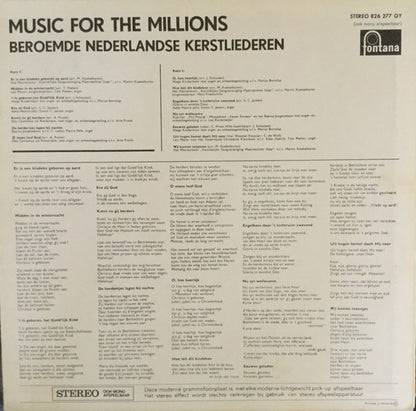 Various - Music For The Millions: Beroemde Nederlandse Kerstliederen (LP) 50855 Vinyl LP Goede Staat