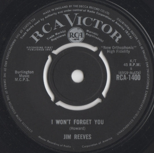 Jim Reeves - I Won't Forget You 21675 Vinyl Singles Hoes: Generic