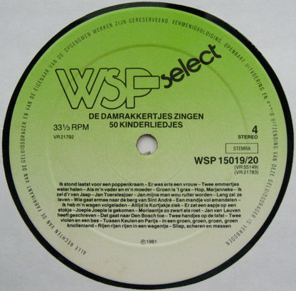 Damrakkertjes – De Damrakkertjes Zingen 100 Bekende Kinderliedjes (LP) Vinyl LP Dubbel Vinyl Very Good (VG) <br> Hoes Good Plus (G+)