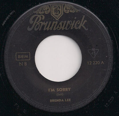 Brenda Lee - I'm Sorry Vinyl Singles Vinyl Very Good (VG) <br> Hoes Generic