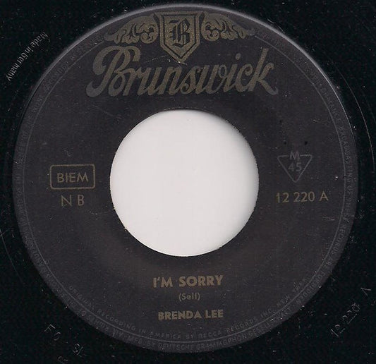 Brenda Lee - I'm Sorry Vinyl Singles Vinyl Very Good (VG) <br> Hoes Generic