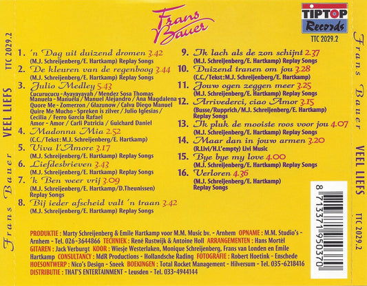 Frans Bauer - Veel Liefs (CD) Compact Disc Goede Staat "VINYLSINGLES.NL"