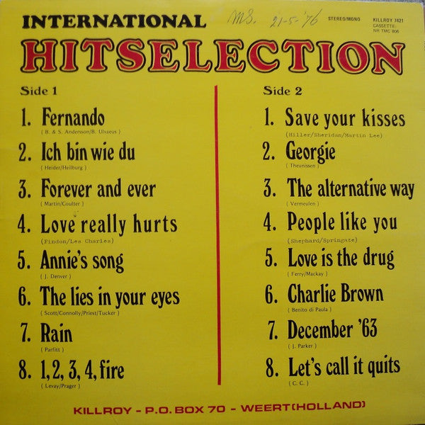 Various - International Hitselection (LP) Vinyl LP Vinyl Very Good (VG) <br> Hoes Good Plus (G+)