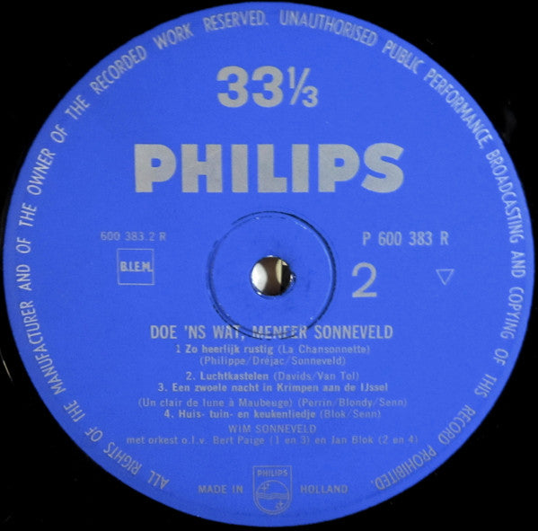 Wim Sonneveld - Wim Sonneveld TV-Show "Doe 'ns Wat, Meneer Sonneveld" (10")