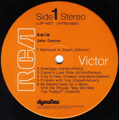 John Denver - Aerie (LP) Vinyl LP Vinyl Very Good (VG) <br> Hoes Good Plus (G+)