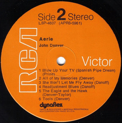 John Denver - Aerie (LP) Vinyl LP Vinyl Very Good (VG) <br> Hoes Good Plus (G+)