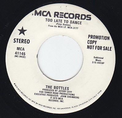 Bottles - Too Late To Dance (Promo) 33640 Vinyl Singles VINYLSINGLES.NL