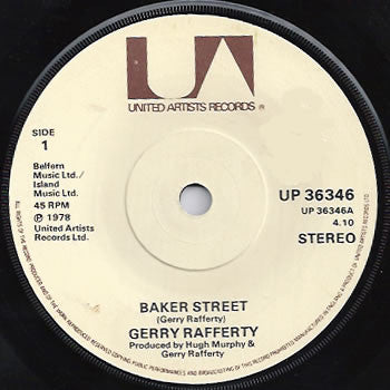Gerry Rafferty - Baker Street Vinyl Singles Vinyl Very Good (VG) <br> Hoes Good Plus (G+)