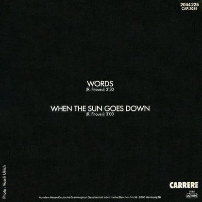 F.R. David - Words Vinyl Singles Vinyl Very Good (VG) <br> Hoes Good Plus (G+)