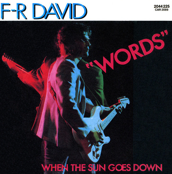 F.R. David - Words Vinyl Singles Vinyl Very Good (VG) <br> Hoes Good Plus (G+)