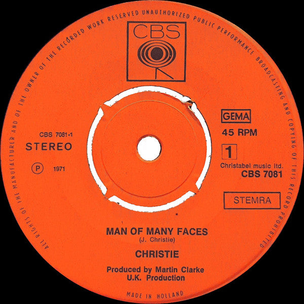 Christie - Man Of Many Faces 34137 Vinyl Singles Goede Staat