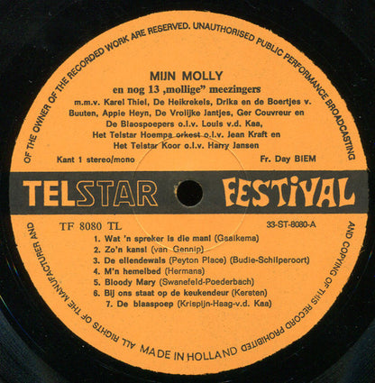 Various - Mijn Molly - 14 Mollige Meezingers (LP) Vinyl LP Vinyl Very Good (VG) <br> Hoes Good Plus (G+)
