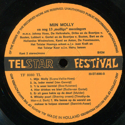 Various - Mijn Molly - 14 Mollige Meezingers (LP) Vinyl LP Vinyl Very Good (VG) <br> Hoes Good Plus (G+)