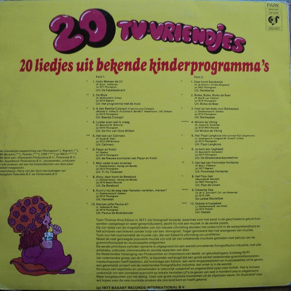 Various - 20 Tv-Vriendjes (LP) Vinyl LP Vinyl Very Good (VG) <br> Hoes Good Plus (G+)
