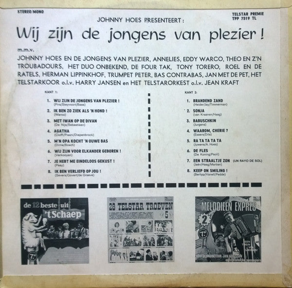 Various - Wij Zijn De Jongens Van Plezier ! (LP) Vinyl LP Vinyl Very Good (VG) <br> Hoes Good Plus (G+)