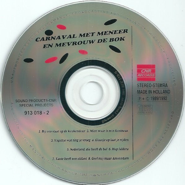 Meneer En Mevrouw De Bok - Carnaval Met Meneer En Mevrouw De Bok (CD) Compact Disc Goede Staat
