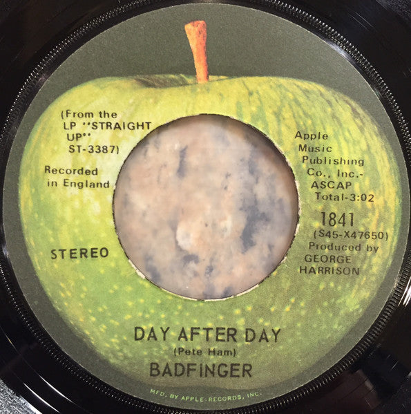 Badfinger - Day After Day Vinyl Singles Vinyl Very Good (VG) <br> Hoes Good Plus (G+)