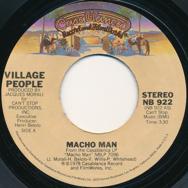 Village People - Macho Man Vinyl Singles Vinyl Very Good (VG) <br> Hoes Generic