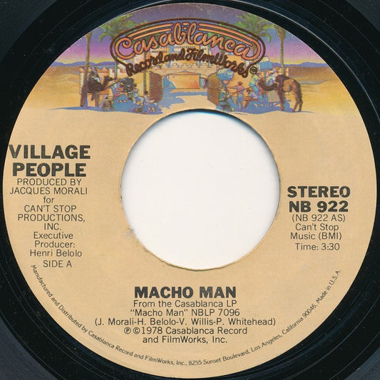 Village People - Macho Man Vinyl Singles Vinyl Very Good (VG) <br> Hoes Generic