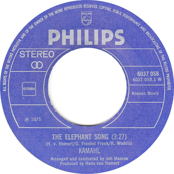 Kamahl - The Elephant Song 37317 Vinyl Singles Goede Staat