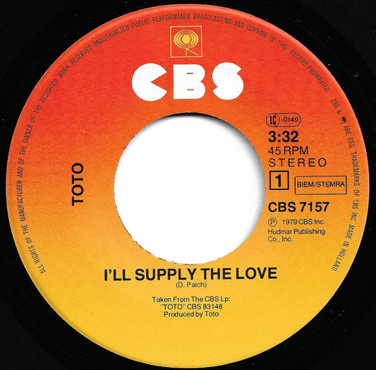 Toto - I'll Supply The Love 38730 Vinyl Singles Goede Staat