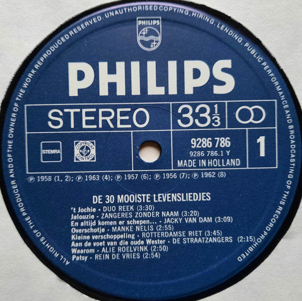 Various - De 30 Mooiste Levensliedjes (LP) Vinyl LP Dubbel Vinyl Very Good (VG) <br> Hoes Good Plus (G+)