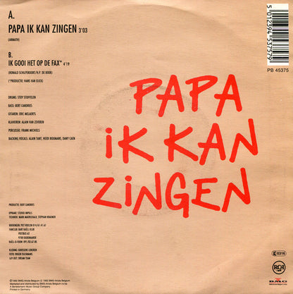 Bart Kaëll - Papa Ik Kan Zingen Vinyl Singles Vinyl Very Good (VG) <br> Hoes Good Plus (G+)