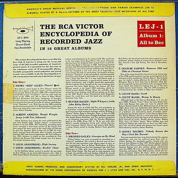 Various - The RCA Victor Encyclopedia Of Recorded Jazz: Album 1 All to Bec Vinyl Singles Vinyl Very Good (VG) <br> Hoes Good Plus (G+)