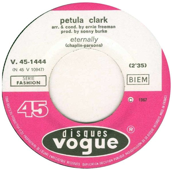 Petula Clark - Eternally Vinyl Singles Vinyl Very Good (VG) <br> Hoes Generic