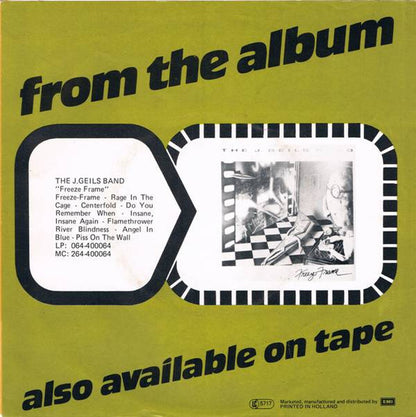 J. Geils Band - Freeze Frame Vinyl Singles Vinyl Very Good (VG) <br> Hoes Good Plus (G+)