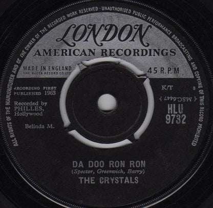 Crystals - Da Doo Ron Ron Vinyl Singles Vinyl Very Good (VG) <br> Hoes Generic