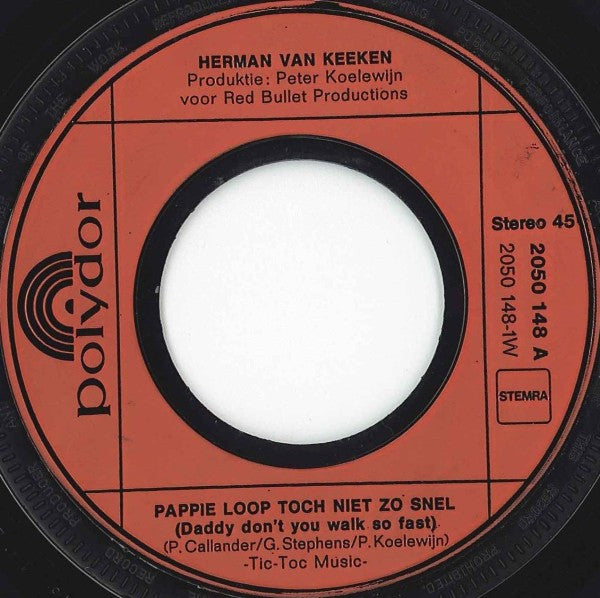 Herman Van Keeken - Pappie Loop Toch Niet Zo Snel Vinyl Singles Vinyl Very Good (VG) <br> Hoes Generic